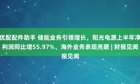 优配配件助手 储能业务引领增长，阳光电源上半年净利润同比增55.97%、海外业务表现亮眼 | 财报见闻